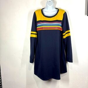 Umgee navy and stripe sweatshirt dress size large